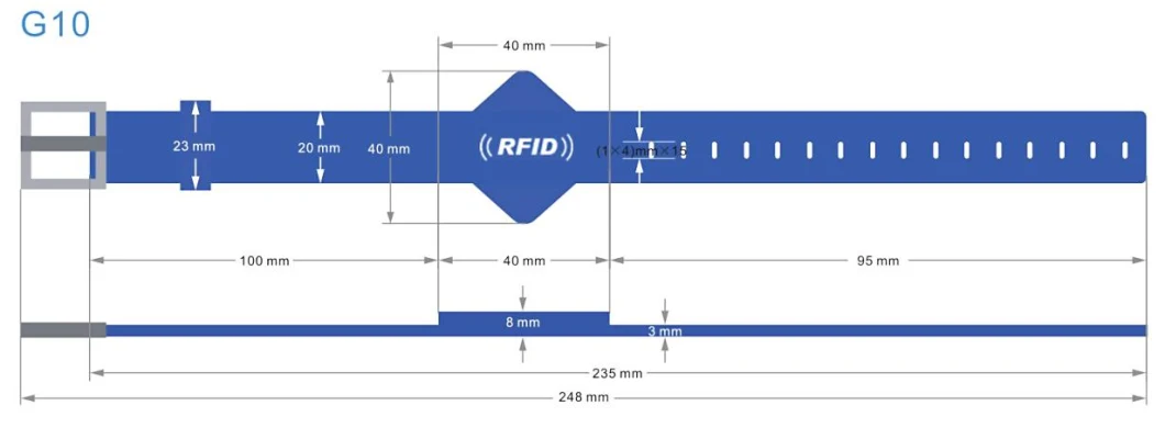 Customized Waterproof G Series G10 Silicone RFID Wristband Eco-Friendly NFC Bracelet 13.56MHz Hf &amp; 125kHz Lf