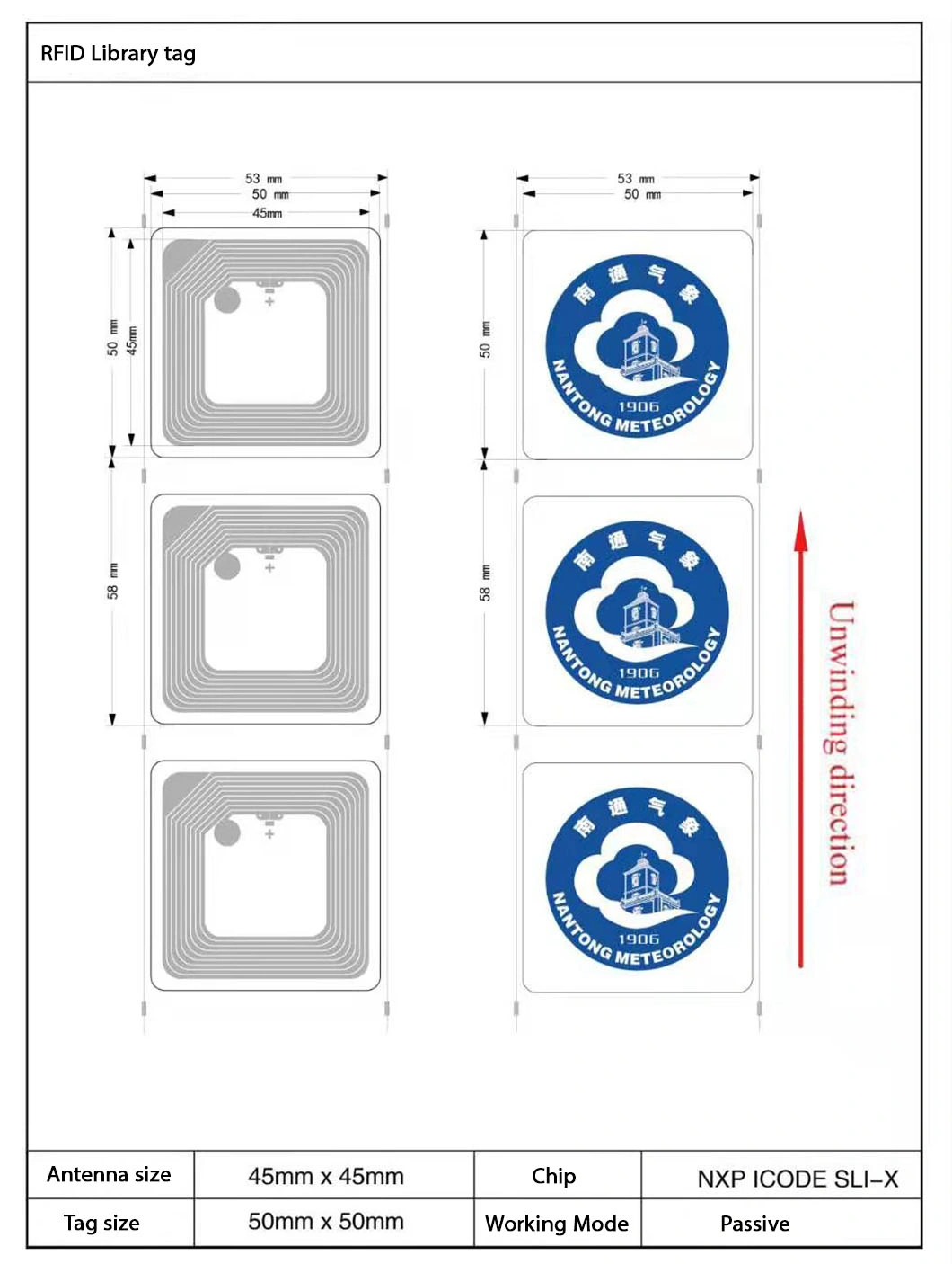 Hf 13.56 MHz ISO15693 Passive RFID Sticker Tags Label