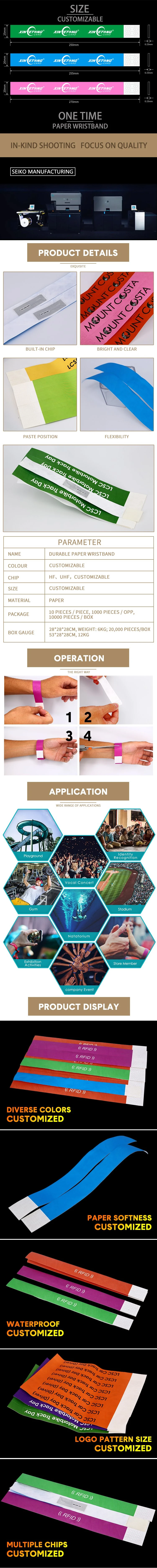 13.56MHz F08 Hf RFID Synthetic Paper Wristband/Bracelet for Festival