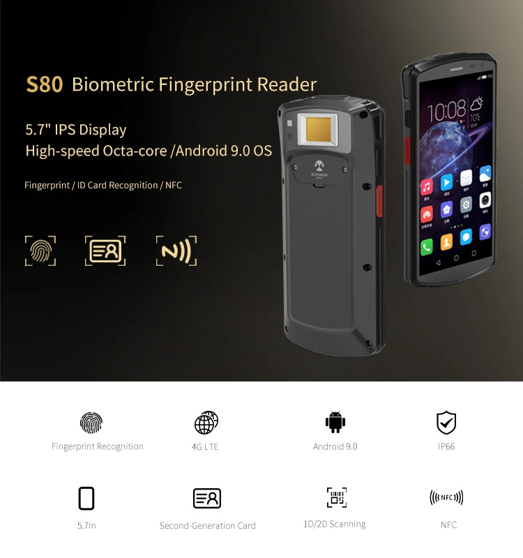 Handheld Industrial PDA Barcode Scanner Android 9.0 with Fingerprint Reader